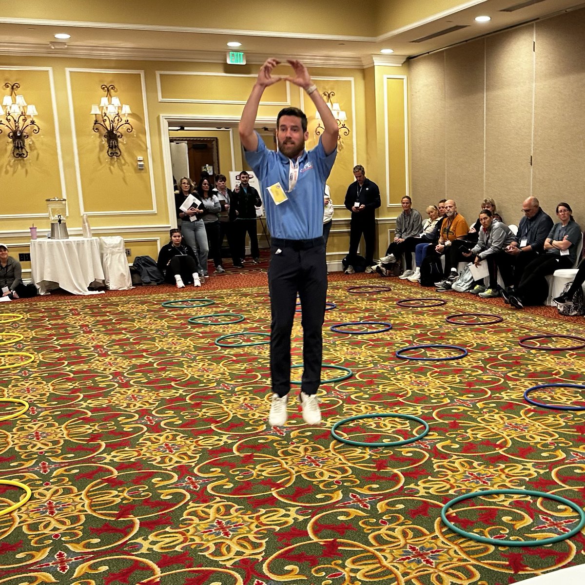 MrWillPE's tweet photo. @WellnessClass jumping right into his 8:15 am @OPENPhysEd Power of Play session @MaineAHPERD. #MyPowerIsMyPresence #maineahperd https://t.co/BTUvoeARGT