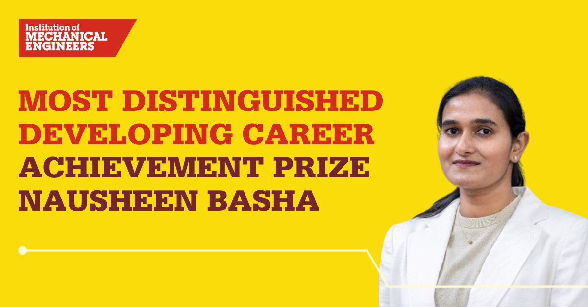 IMechE Process Industries Division awards Nausheen Basha the 2022 Most Distinguished Developing Career Achievement Prize 👏

Nausheen was awarded for demonstrating innovative and professional leadership.

➡️ bit.ly/3SpFhaR