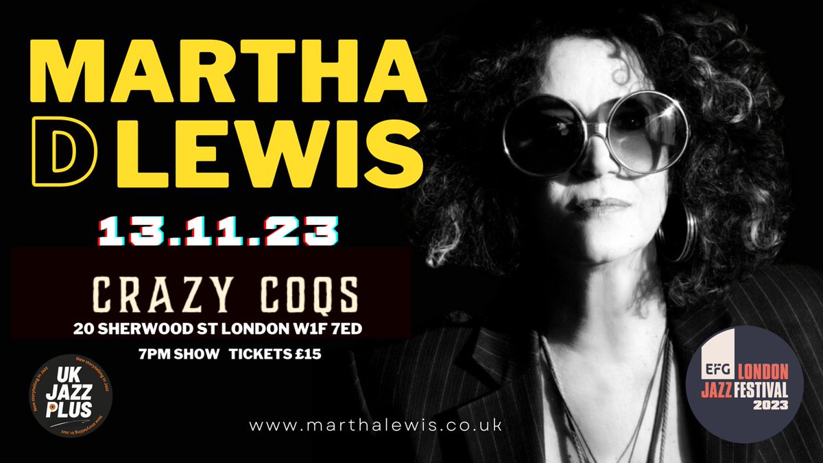 Dont miss my gig on 13th Nov at Crazy Coqs. Tickets still available!
efglondonjazzfestival.org.uk/events/martha-…