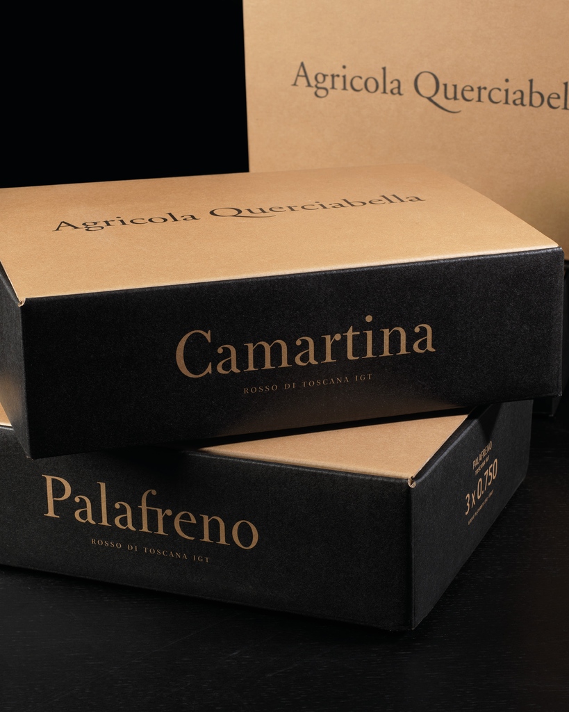 We are thrilled to announce that our premium wines, Batàr, Camartina, Palafreno, and Querciabella Grand Selezione, are also available in exclusive luxury 3-bottle cardboard boxes. ⁠ #querciabella