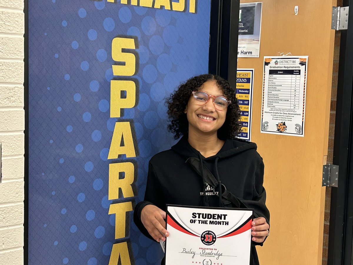 SSHSspartans1's tweet photo. Congrats to Bailey, Te’Mya, Sydnei and Ashton for being chosen student of the Month for October. Thanks to community partner Jimmy Johns for supporting our students. https://t.co/VV6uavoVfj