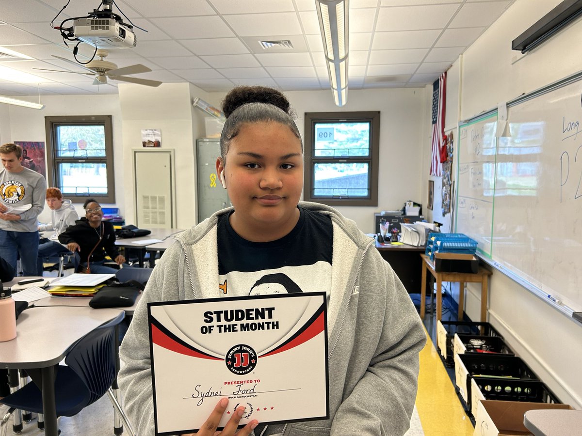 SSHSspartans1's tweet photo. Congrats to Bailey, Te’Mya, Sydnei and Ashton for being chosen student of the Month for October. Thanks to community partner Jimmy Johns for supporting our students. https://t.co/VV6uavoVfj