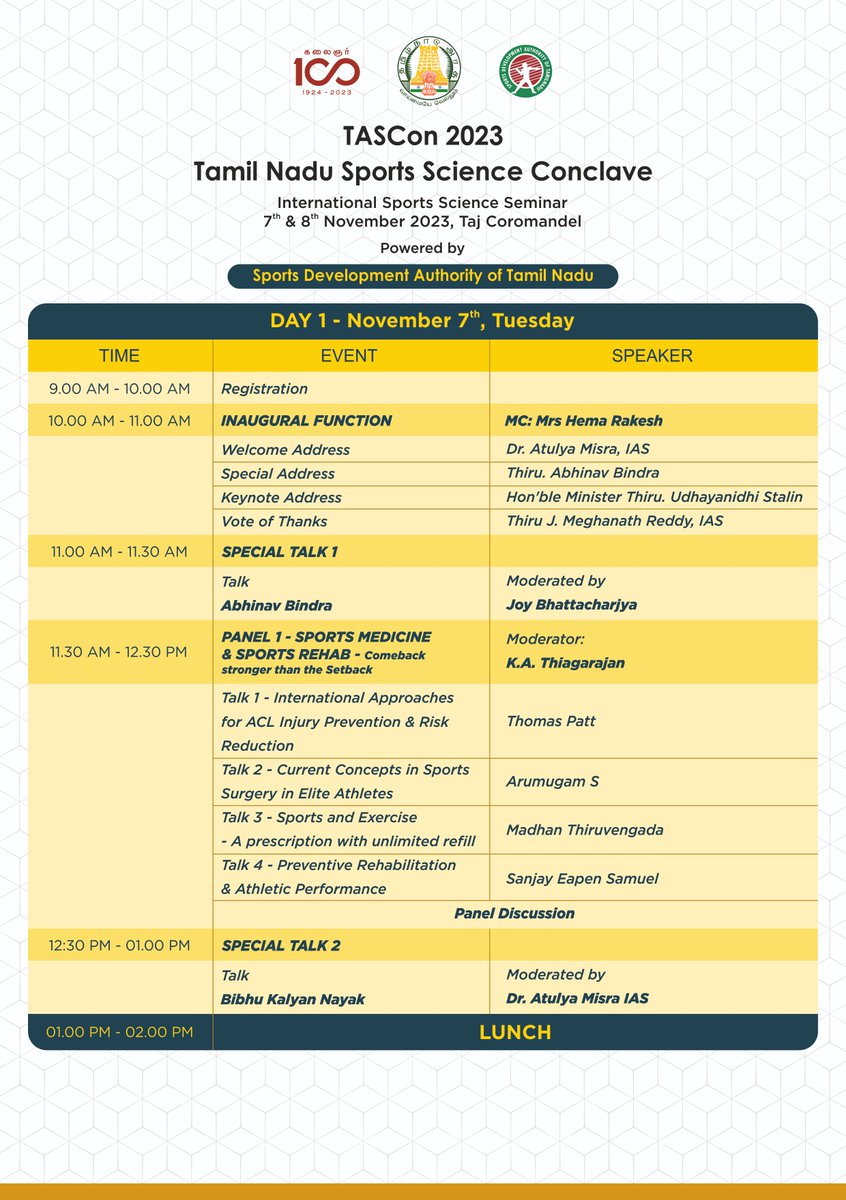 SportsTN_'s tweet image. Join us tomorrow as we kick off the Tamil Nadu Sports Science International Conclave 2023 -TASCon with the esteemed presence of the Hon&apos;ble Minister for Youth Welfare and Sports Development, Thiru. Udhayanidhi Stalin
@CMOTamilnadu @Udhaystalin @TNDIPRNEWS

 #Tascon2023 #SportsTN