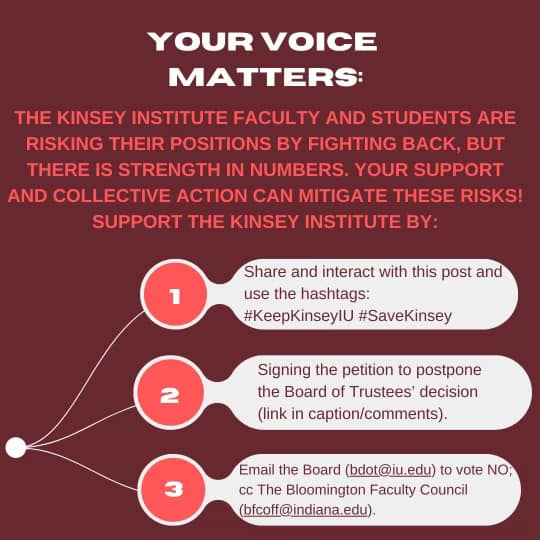 A threat to KI is a threat to academic freedom, researcher safety, and real sex education. Sign the petition in the link in comments now to #SaveKinsey #KeepKinseyIU chng.it/nY97XXQF

To help:
1. Sign the petition
2. Like, comment, & share this post
3. Send to 2 friends