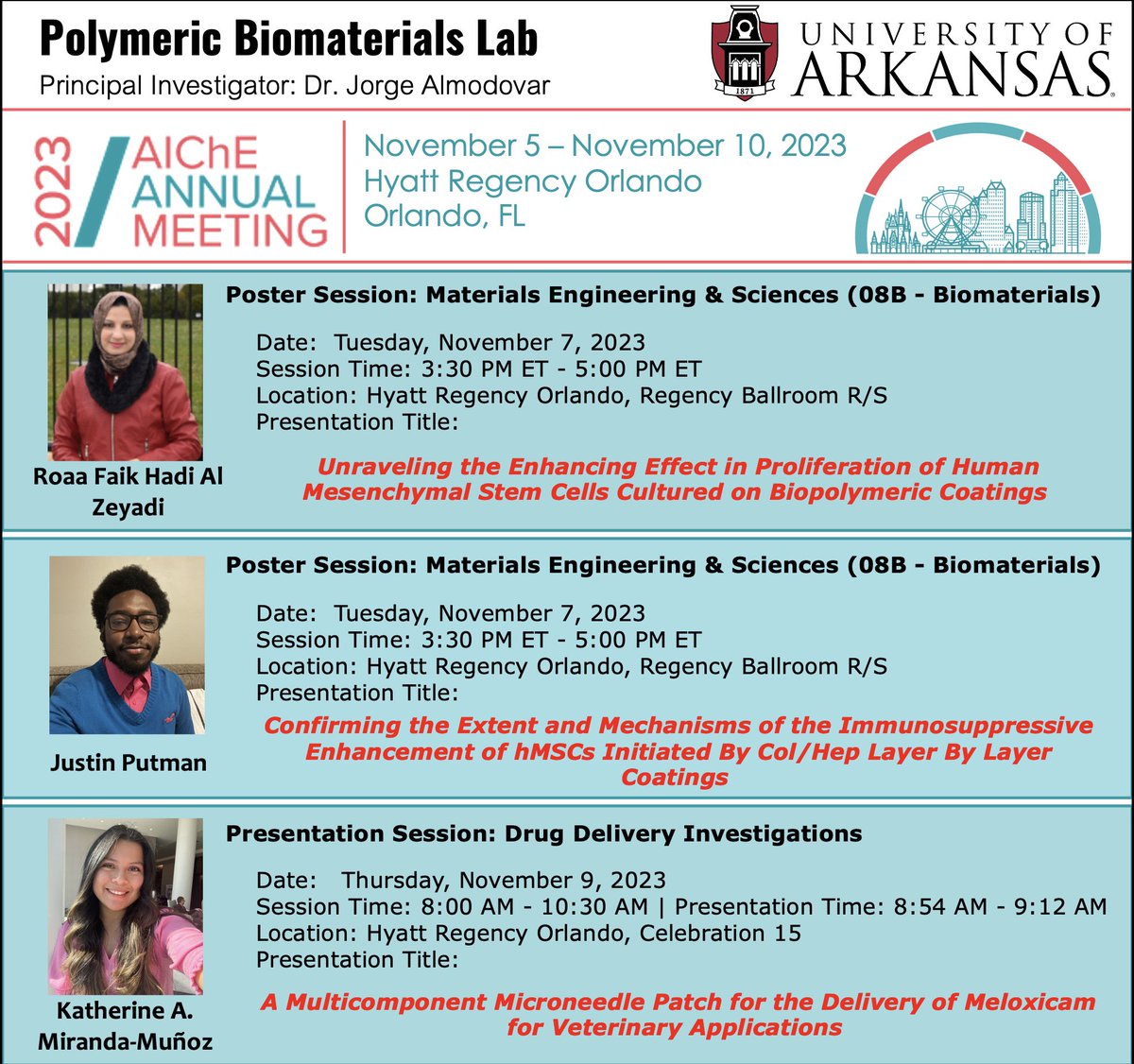 Jorge Almodóvar (@jorge_almodovar) on Twitter photo Check out our group’s presentation this week at #AIChE2023 #AIChEAnnual <a href="/Kathy_Miranda18/">Katherine A. Miranda M</a> ! Check out our group’s presentation this week at #AIChE2023 #AIChEAnnual <a href="/Kathy_Miranda18/">Katherine A. Miranda M</a> !