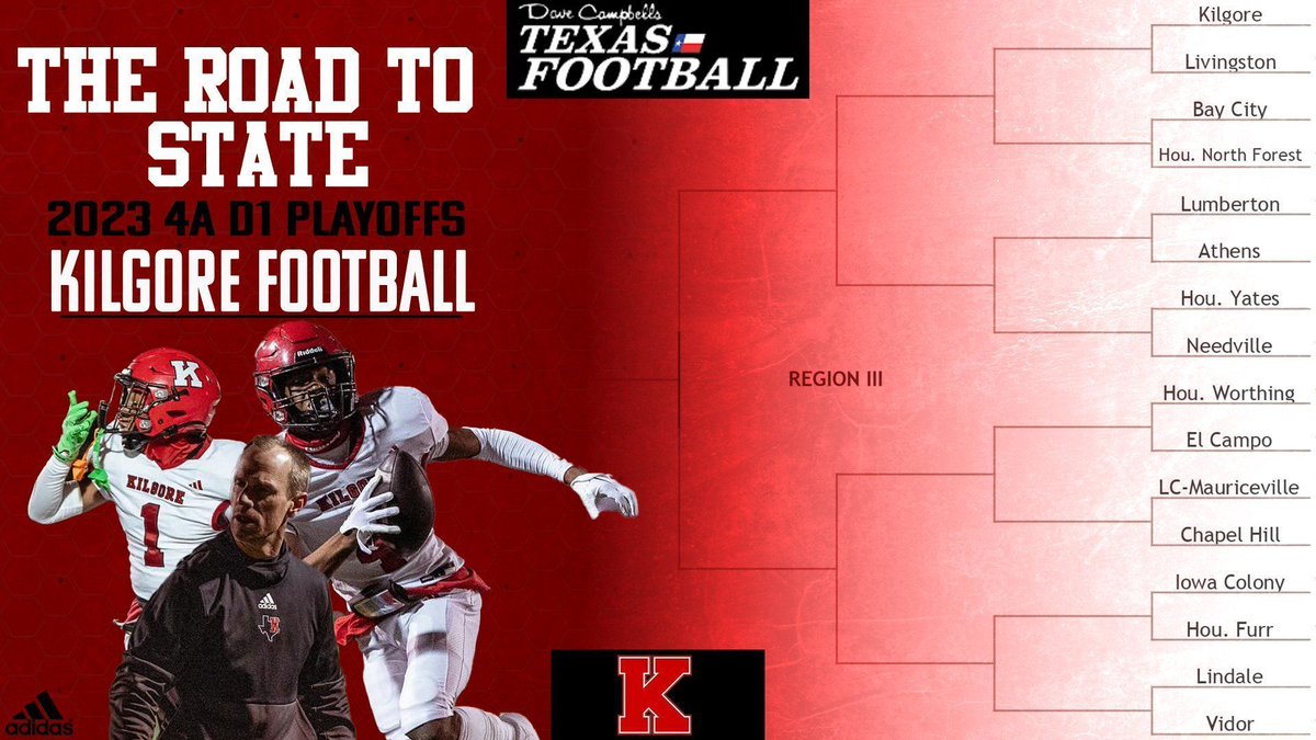 IT STARTS TODAY! The road to state starts with Livingston in ROUND 1 in Carthage, TX. Ya'll have done a great job of showing up and showing out! Keep bringing the 🧃 

📅  - Friday, November 10th 2023
⏰ - 7:30 PM
📍  - Bulldawg Stadium, Carthage TX

#STATE #EAT #GOLDBALLSZN