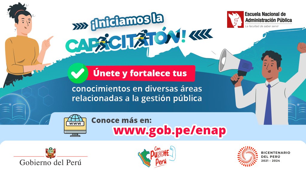 CancilleriaPeru's tweet image. 🤓¿Eres servidor público y te falta actualizar tus capacidades en gestión pública?👨🏾‍💻
☝️Ahora cuentas con la #Capacitatón de la Escuela Nacional de Administración Pública de SERVIR.

🔎Revisa los cursos y talleres disponibles aquí: gob.pe/enap

¡Únete #ParaServirMejor!