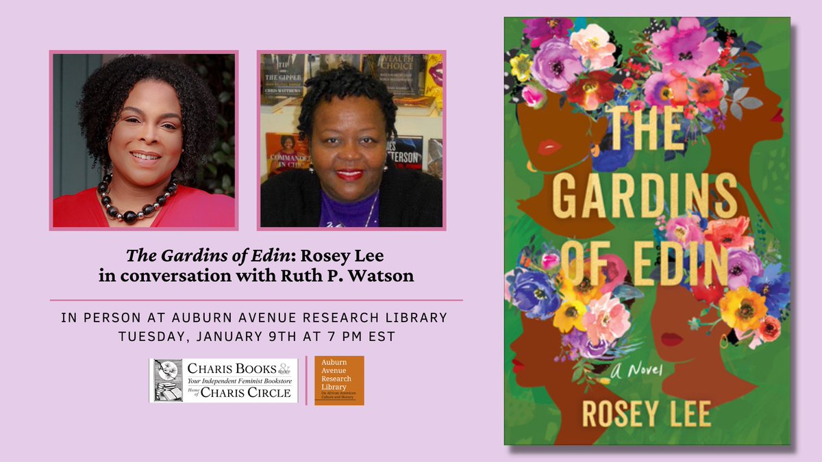 Friends in Atlanta, save the date (Jan 9)— & the event will be livestreamed! @chariscircle & @AubAveLibrary present the launch for debut author @roseyleebooks (The Gardins of Edin) in conversation with @RuthPWatson (A Right Worthy Woman). Need an ARC? LMK charisbooksandmore.com/event/gardins-…
