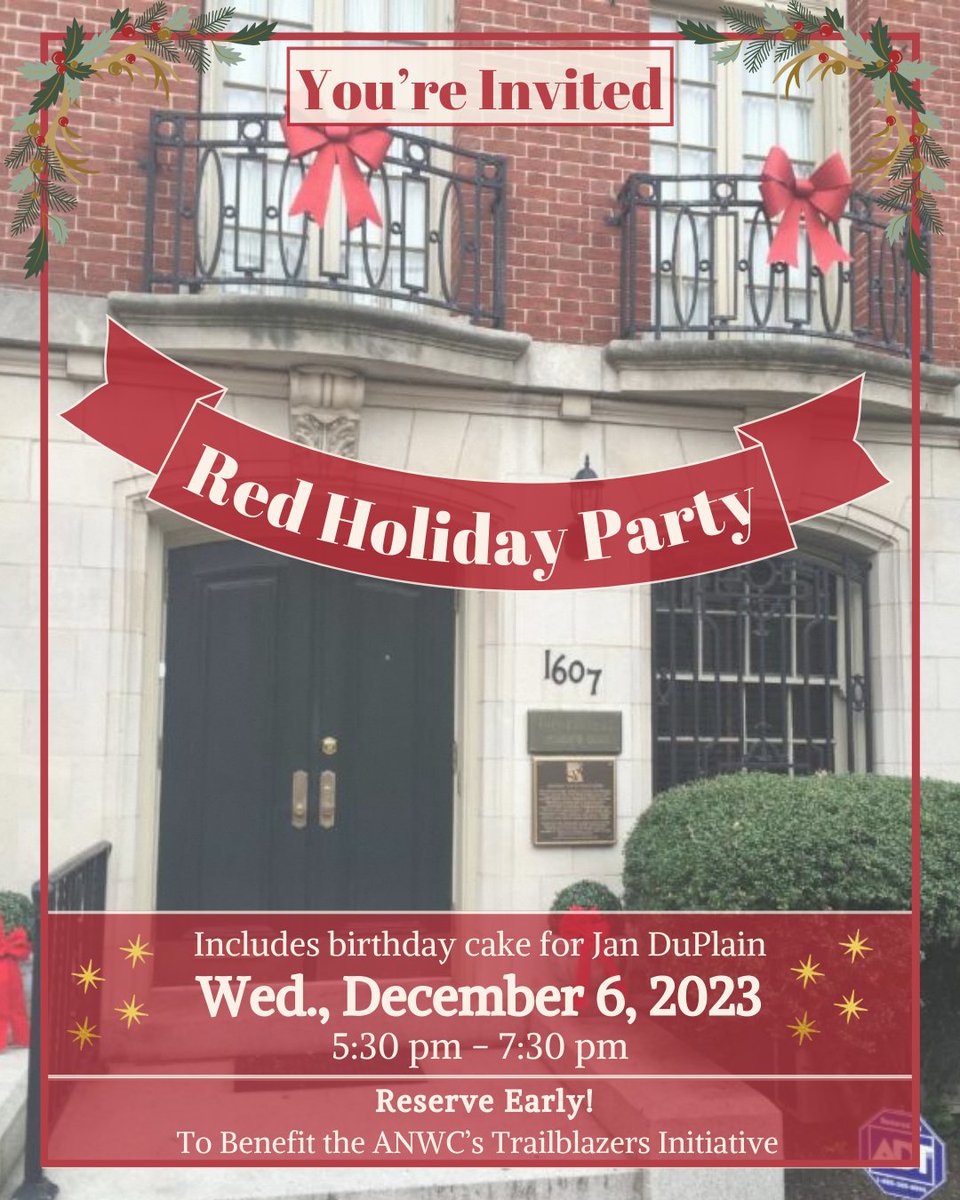 One month until ANWC's Red Holiday Party! Go to anwc.org to reserve today.