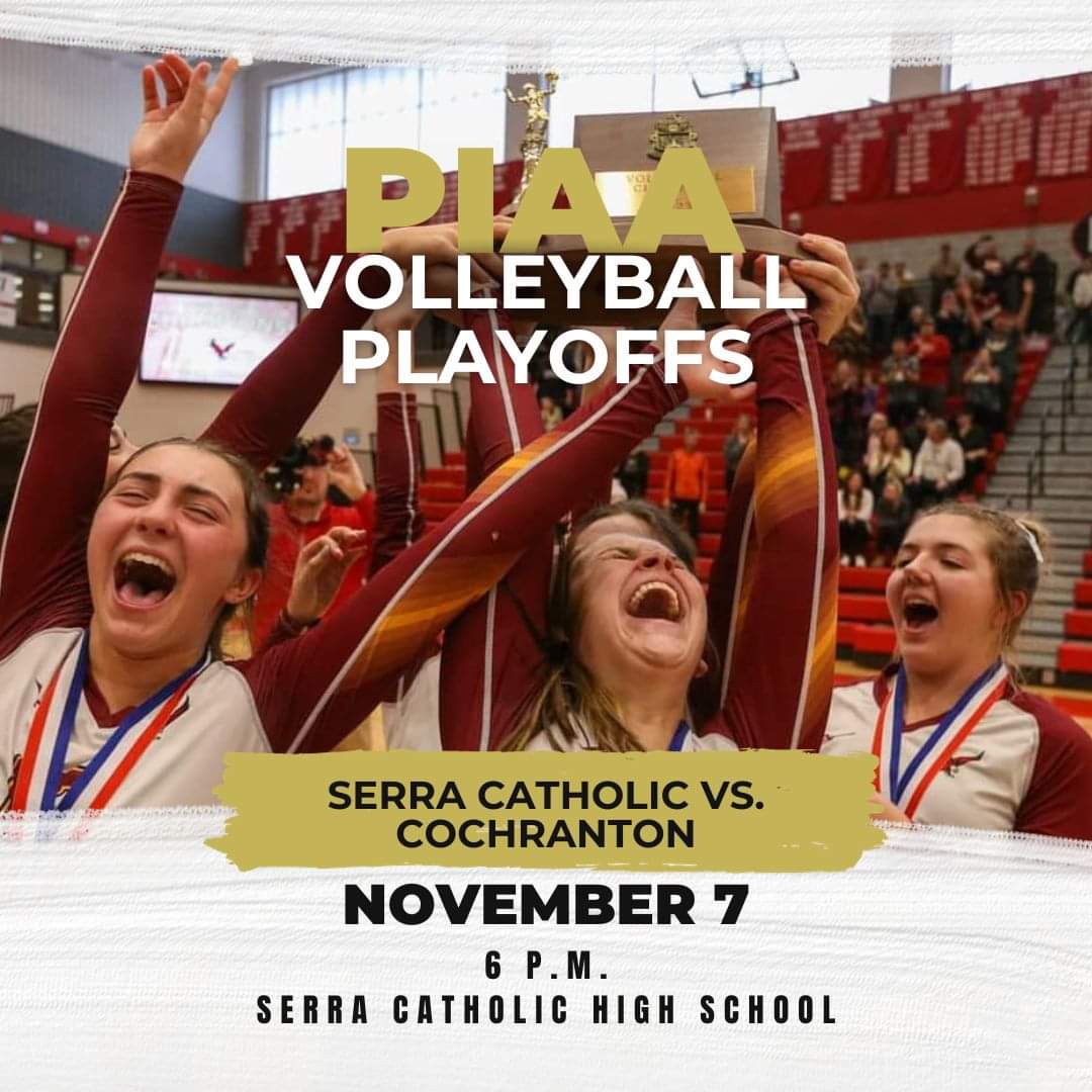 Your WPIAL Champion Eagles will host Cochranton High School in the first round of the PIAA playoffs tomorrow (Tuesday, November 7) at 6 p.m. 🦅🏐

Tickets will NOT be sold at the gate.  

Tickets can be purchased at piaa.org/sports/tickets…