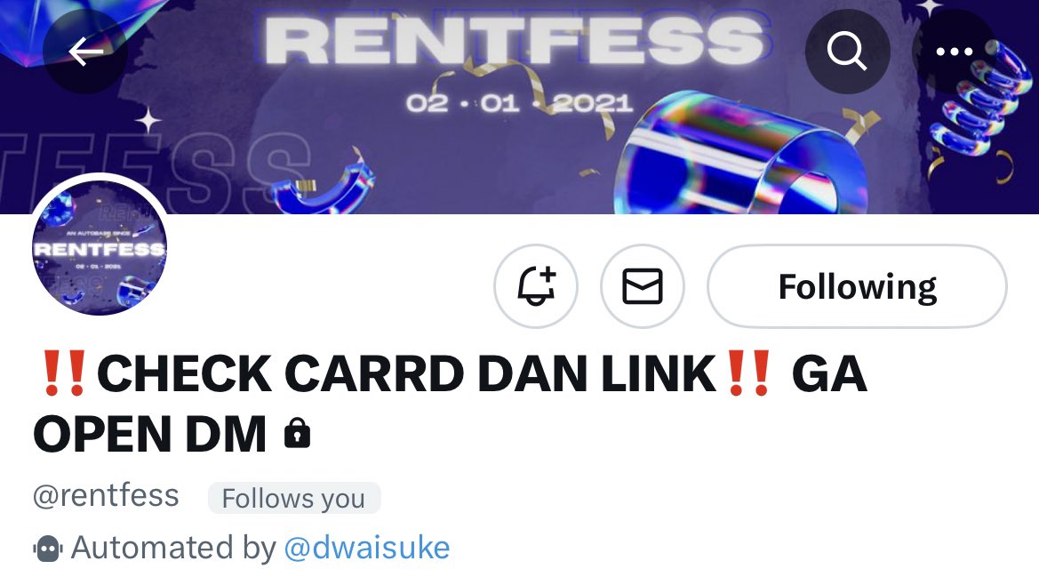 Akhirnya difollowback (lagi). Thank you, <a href="/rentfess/">‼️CHECK CARRD DAN LINK‼️ GA OPEN DM</a> 😁