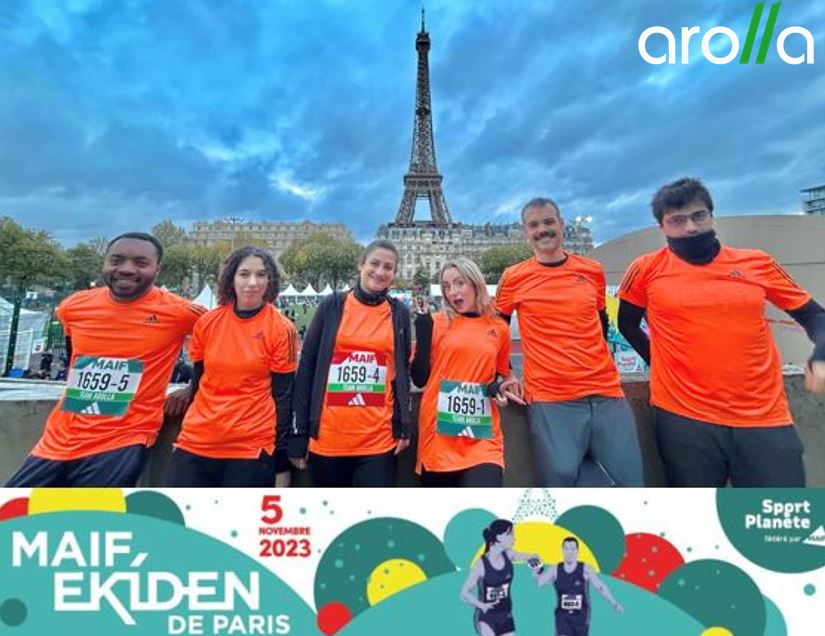 Ce week-end avait lieu la 7 édition de la course Maif Ekiden de Paris avec, comme chaque année, une équipe <a href="/ArollaFr/">Arolla</a> sur la ligne de départ. 🏃‍♀️ 🏃‍♂️ 📢
Bravo à Marine Riand Lilia Bédidi Eric Dasse Florent Feugere Alexandra Gérard Le Metayer Arnaud Courtes 💪
#SeDépasserEnsemble