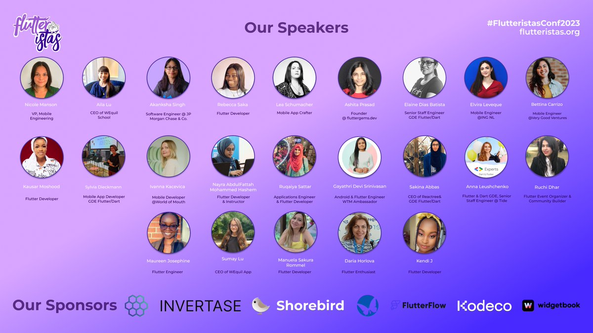 Exciting times ahead at #FlutteristasConf2023! Unveiling top-notch speakers, engaging activities, and epic prizes! Get ready for an action-packed day with talks on Dart & Flutter 🚀 Join us and be part of something truly amazing! 💪🌟 flutteristas.org