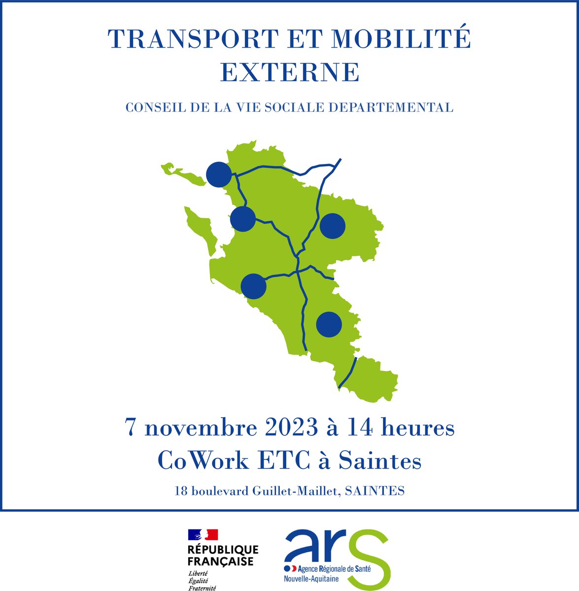 🚗 Demain, à Saintes, le Conseil de la Vie Sociale du département se penche sur le futur de nos TRANSPORTS ET MOBILITÉS EXTERNES. 🛤️ Rejoignez nous pour discuter de solutions innovantes et durables pour faciliter nos déplacements ! #MobiliteDurable #Saintes2023 🚌🚴‍♂️🚇