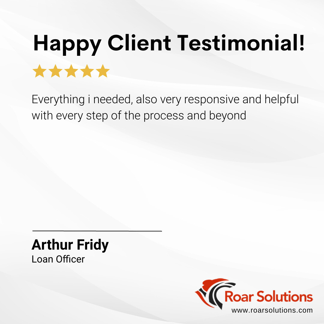 roarsolutions's tweet photo. Thanks Arthur for the great review!
#mortgagewebsitedesign #loanofficerwebsitedesign #mortgagebrokerwebsitedesign #webdesign #webdevelopment #mortgagemarketing #webdesigner #digitalmarketing #branding #seo #mortgageseo #socialmedia #socialmediamarketing #leadgrowth #digitalma... https://t.co/U8vSFF1k3G