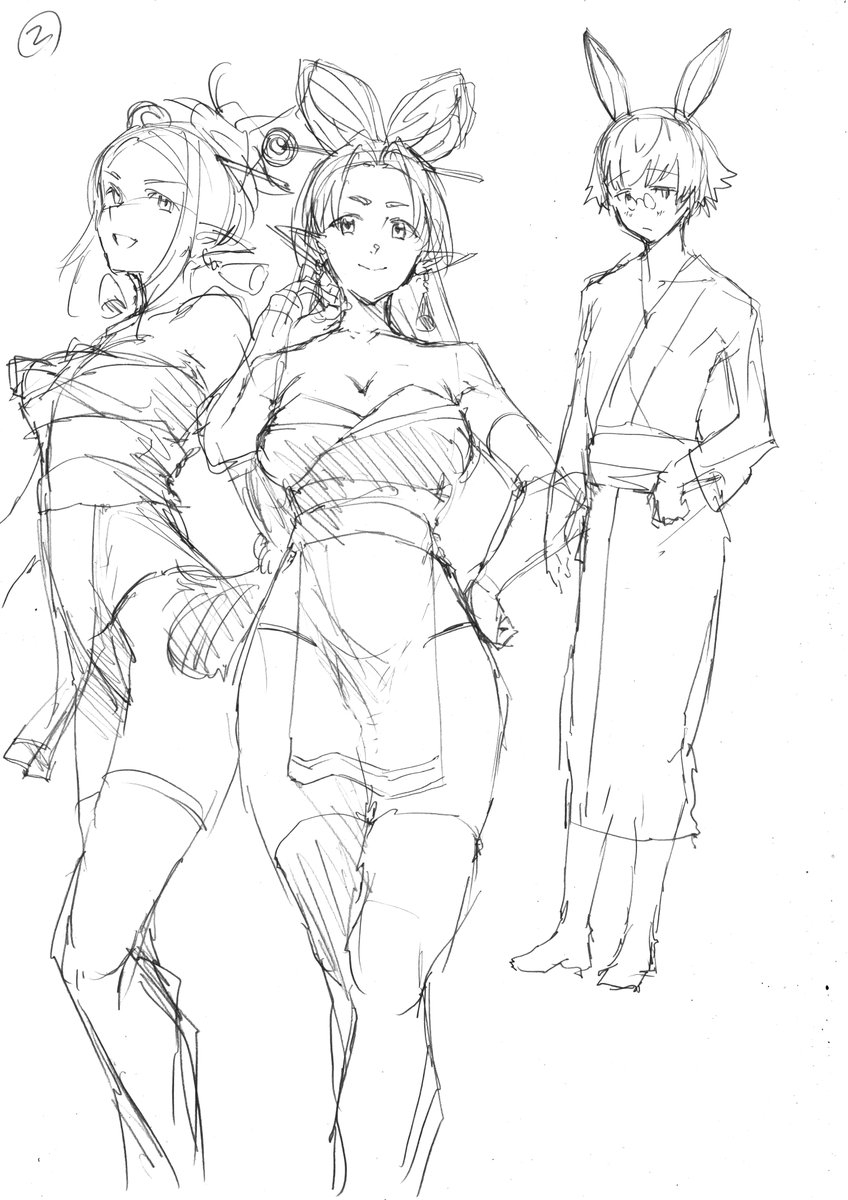 最近描いたプロット(没案)のキャララフ。 