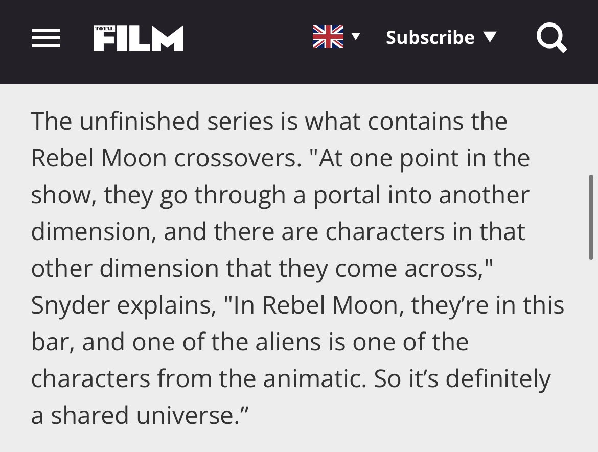 Zack Snyder confirms AOTD &amp; Rebel Moon are in the same universe and AOTD: Lost Vegas contains the crossover Easter egg:
