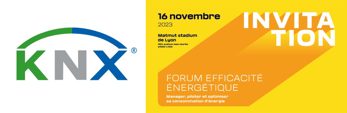 📣🚨🟢🔵
Retrouvez KNX France au Forum GTEB de Lyon, organisé par Rexel.

📍🗓️ 
Le jeudi 16 novembre 2023 au Matmut Stadium Lyon

👉 Plus d'informations : knx.fr/doc/Rexel_Invi…