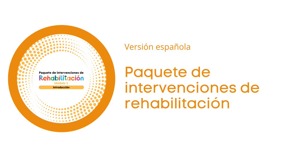 La versión española del Paquete de intervenciones de rehabilitación (PIR) está ya disponible.🙏
El PIR constituye un recurso indispensable a la hora de planificar y presupuestar la integración de los servicios de rehabilitación en los sistemas sanitarios➡️shorturl.at/pKR37