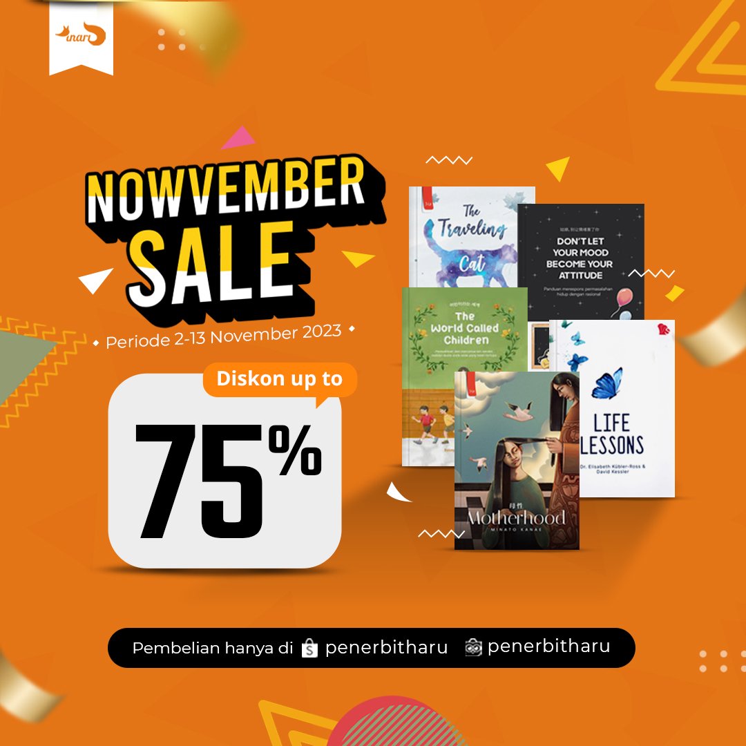 penerbitinari's tweet photo. Nowvemvber! Now or Never!
Beli bukunya sekarang atau kamu akan nyesel!

Karena di awal November ini, Penerbit Haru Grup punya diskon yang gede! 

Diskon hingga 75%
Khusus 2-13 November 2023. 

🟠🟢 Pemesanan melalui Shopee dan Tokopedia Penerbit Haru.

Jangan sampai kelewatan 😁 https://t.co/hvyewgKreR