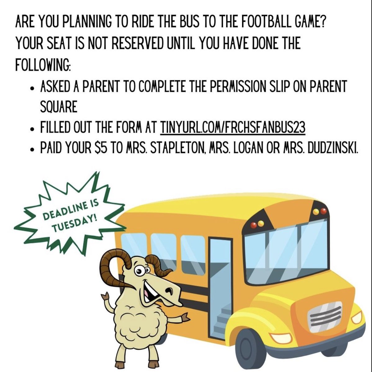 See Mr. Wilde's email from yesterday for more information and for the permission slip!