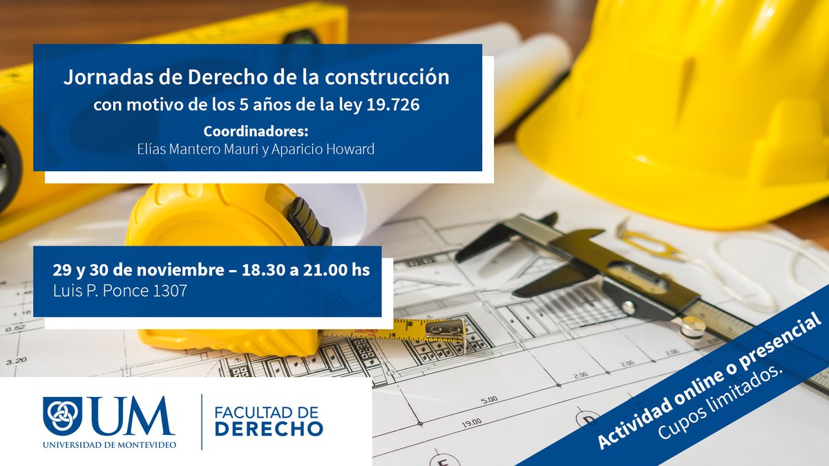 📣Participá de las Jornadas de Derecho de la Construcción, con motivo de los 5 años de la ley 19.729. Diversos expertos en el área expondrán sobre el tema, con la coordinación del Elías Mantero Mauri y Aparicio Howard. Podés inscribirte aquí🔗goo.su/zCcKh6s