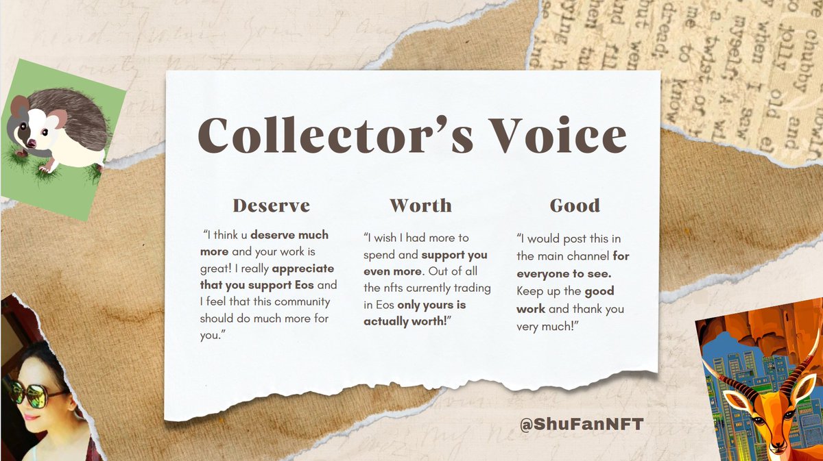 Thanks for the heartfelt words from a collector, I will continue to create good artwork and release NFTs on EOS.🥰🥰

Thank you for your support!🙏🙏

#NFT #art #EOS #ArtistOnTwitter