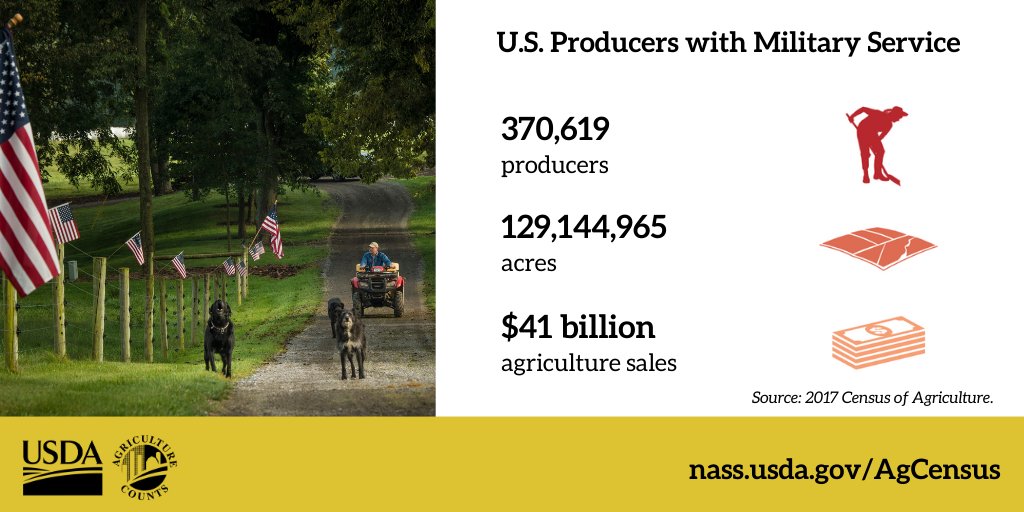 👏 This Veteran's Day MDA honors those who serve our nation, as well as provide food and fiber for all.  #DYK there are over 370,000 U.S. veterans that are also agricultural producers - that's nearly 11% of all U.S. producers!  Thank you for your endless service!