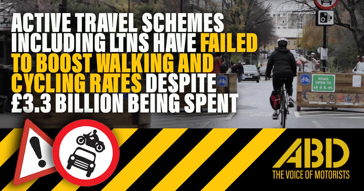 Billions of pounds have been wasted on active travel schemes such as low-traffic neighbourhoods that have failed to boost walking and cycling rates, a study suggests.

Billions wasted on the war on motorists! #NoLTN