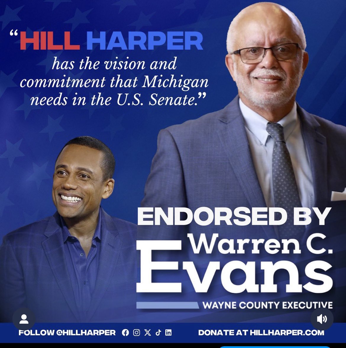 It’s an honor to be endorsed by Wayne County Executive Warren C. Evans! <a href="/CountyExecEvans/">Warren C. Evans</a> I am grateful for his years of unwavering commitment to my home county. His leadership &amp; steadfast service is an inspiration &amp; I am beyond proud to have his support in the race to represent