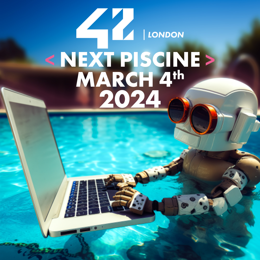 42_london's tweet image. Join us for the upcoming 42 London Piscine! Secure your spot by registering online now. Don't miss out on this opportunity! #42London #CodingFuture #TechOpportunity
