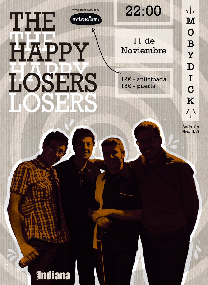 Perdonad si soy pesado, pero me hace mucha ilusión contar por aquí que el sábado que viene, después de MUCHOS años, los Happy Losers volveremos a estar en Madrid sobre un escenario. 😊