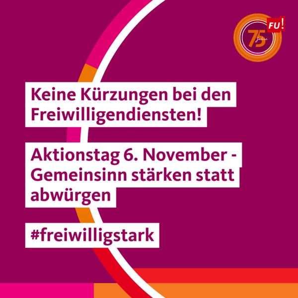Freiwilliges Engagement sollte gefördert und unterstützt werden. Mit ihren Kürzungsplänen im Bundeshaushalt gefährdet die BReg. freiwilliges Engagement massiv. Aktionstag 6. November #freiwilligendienstretten #freiwilligendienst #freiwilligstark #kürztunsnichtweg
