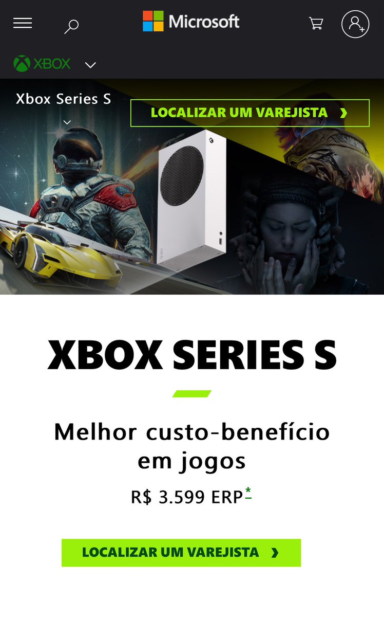 É galera, hoje já está valendo o novo preço absurdo do Xbox Series S no Brasil, quase 1000 reais mais caro e nenhuma satisfação dada para seus clientes, Microsoft, Xbox, XboxBR todos quietos como se nada estivesse acontecendo aqui