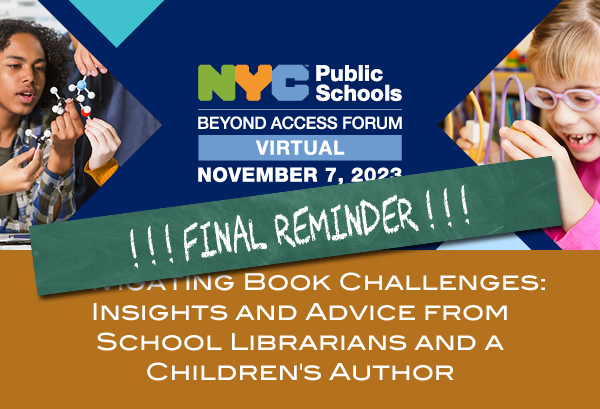 Final reminder that Wil and three others are part of tomorrow's 'Beyond Access Forum' session on ‘Navigating Book Challenges: Insights and Advice from School Librarians and a Children’s Author’, hosted by the NYC DOE. For full details, head over to facebook.com/Wil.Mara.Autho…