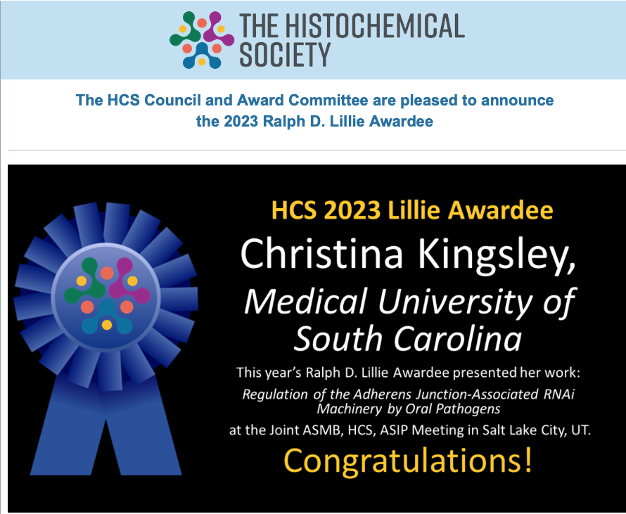 Honored to receive the <a href="/histochemnews/">The Histochemical Society</a> 2023 Ralph D. Lillie Award! 🥳
