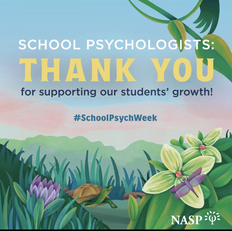 Today we begin National School Psychology Week! Thank you to all the school psychs out there pouring your hearts and energy into your work. Today, take a moment to reflect on your own growth; what’s most important to you and how can that enhance your practice? #SchoolPsychWeek