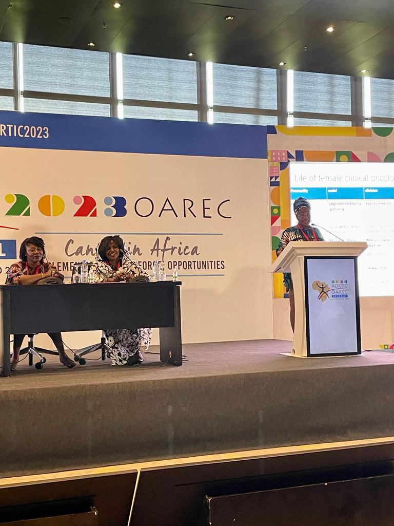 Prof Verna Vanderpuye presenting on- Delicate balance between workplace and Social Factors. #AORTIC2023 @AORTIC_AFRICA @VanderpuyeVerna