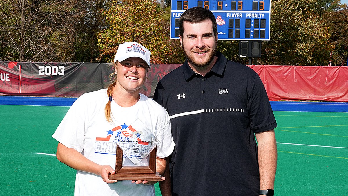 She's now a two-time PL champion and was named the Patriot League Tournament MVP, but junior Tayla-Jade Weiss of @AU_FieldHockey is also our Gregorio's Trattoria Student-Athlete of the Week! Incredible two games for this defensive standout. ➡️ aueagles.link/aow-week11