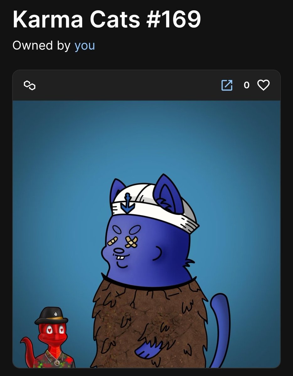 GIVEAWAY - Karma Cats #169 on #PolygonNFTs! 😻

What you need to do to win this dope NFT, which is on #BNBChain and bridged to the #Polygon:
• RT + LIKE THIS POST
• TAG 3 FRIENDS
• JOIN TO OUR TELEGRAM GROUP (t.me/regenlabs)

The winner will be selected in 72 hours!