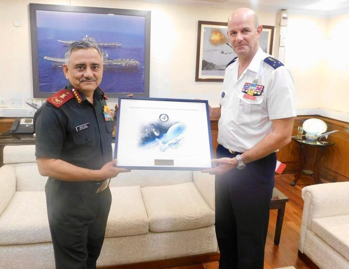 timesofindia's tweet photo. Chief of Defence Staff General #AnilChauhan interacted with Major General #PhilippeAdam, Commander French Space Command. Specific focus was placed on extensive opportunities for space cooperation between India and France and avenues to further strengthen bilateral relationship between both countries: Defence officials
