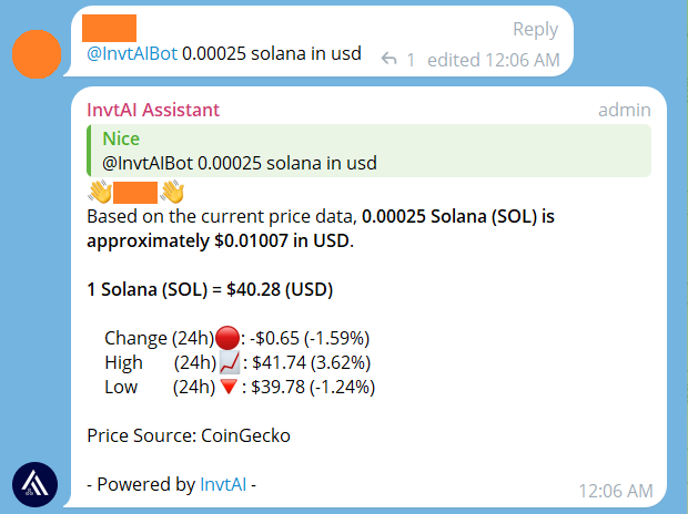 Haha smarter than me. 😅
Our #InvtAI TG bot can do math very well.

#Invt #InvtAI #INA #AI #bots #bitcoin #SOL