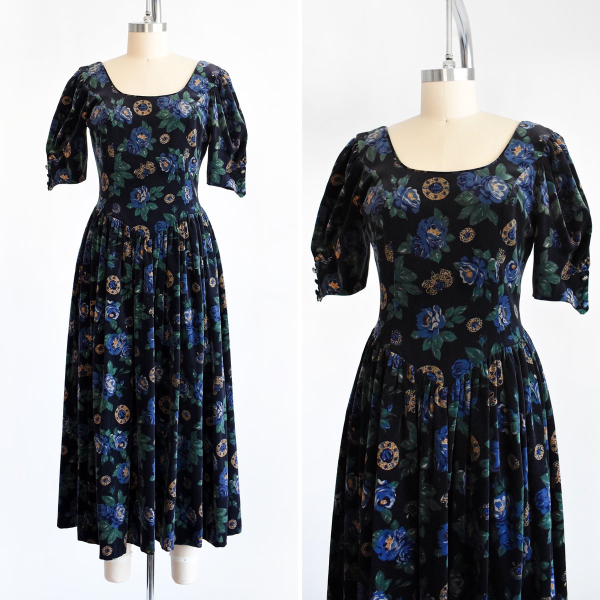 RustBeltThreads's tweet image. New: vintage 80s Laura Ashely florals &amp;amp; jewels velvet dress ✨ rustbeltthreads.com/products/vinta…