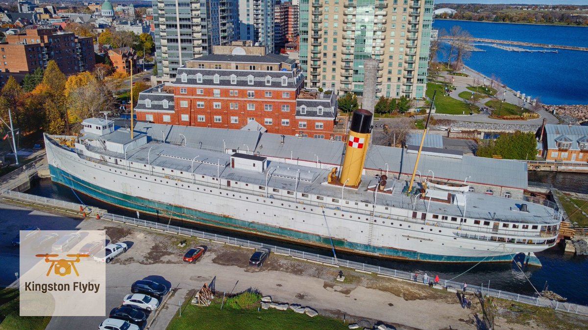 History from above! Another shot of the historic SS Keewatin sitting in its permanent home at the Great Lakes Museum in Kingston, Ontario. #ygk #sskeewatin #mmglk #kingston #greatlakes #dronephotography