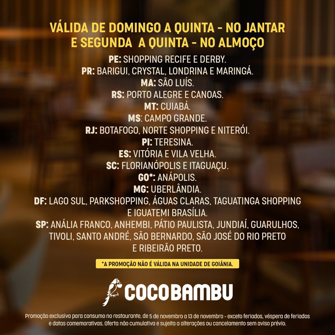 Coco Bambu Norte Shopping - Consulte disponibilidade e preços