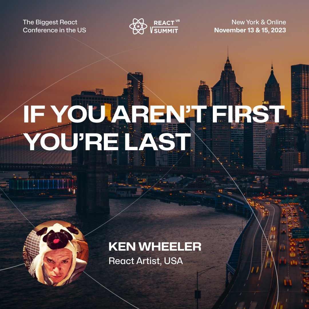 ReactSummit's tweet image. 🎤At #ReactSummitUS @ken_wheeler will be covering various strategies & techniques that you can employ to make your apps fast. From tips & tricks around measuring performance, to architectural strategy and dirty rotten tricks.
Join us: reactsummit.us