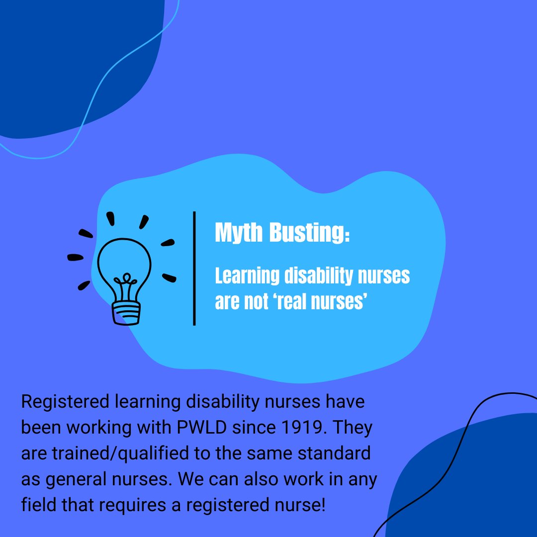 SLDNN_Students's tweet photo. ❌Myth: #learningdisability nurses are not real #nurses ✅Fact: #LDnursing has been recognised for over 100 years. #RNLD have the same qualifications/registration with the @nmcnews as all nursing fields, and we can work specifically with people living with #learningdisabilities🙌 https://t.co/mqHtjRYaEt