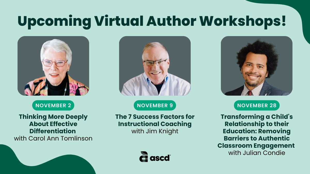 ASCD's tweet image. 🚀 Elevate your coaching with insights from @jimknight99!

Learn from the expert about the 7 Success Factors that drive successful coaching programs.

Don&apos;t miss out on November 9th, 6:00 p.m.–7:30 p.m. EST: bit.ly/47ehYVp 

#EducatorResources #ProfessionalLearning