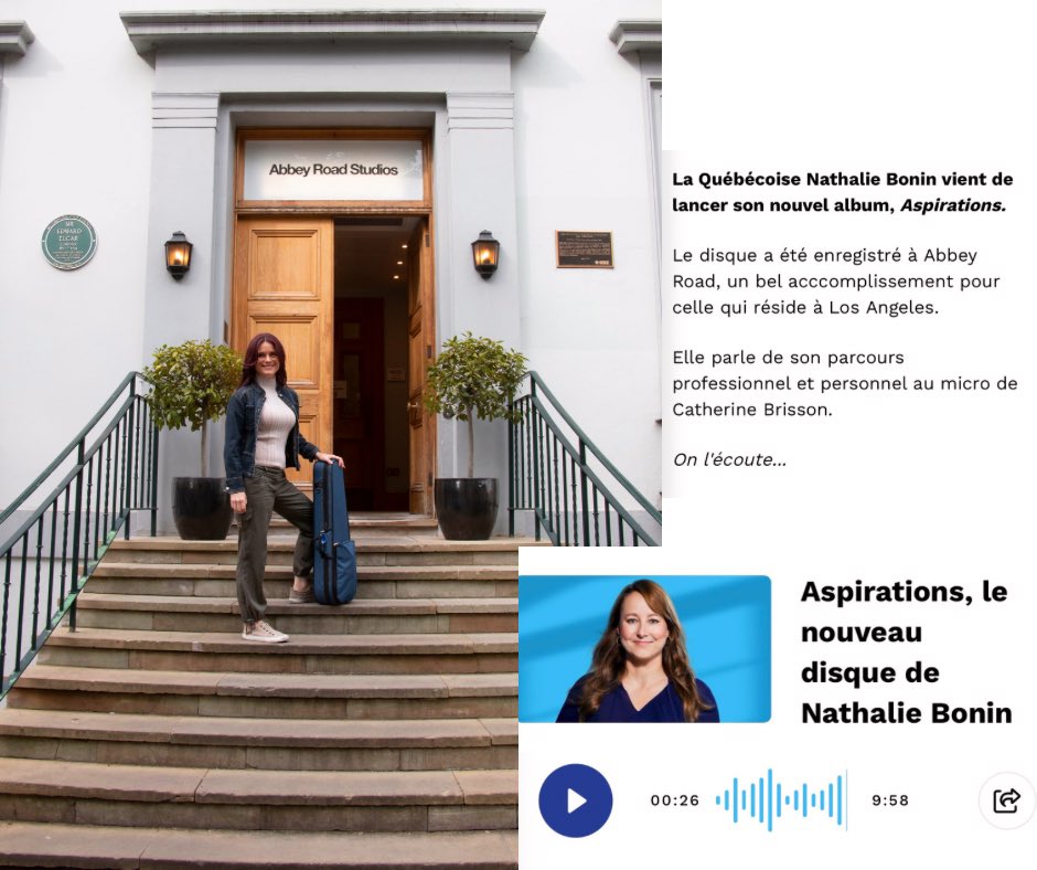 NBonin's tweet photo. Merci Catherine Brisson pour l’entrevue à En Coulisses pour parler d’“Aspirations” enregistré à #AbbeyRoad #aspirations #neoclassique #cultureQC #encoulisses #985fm @NarimaneRP @audionetwork @whitebearpr
🌟▶️🎧 https://t.co/Bg03FCrIYX https://t.co/5li432yk9t
