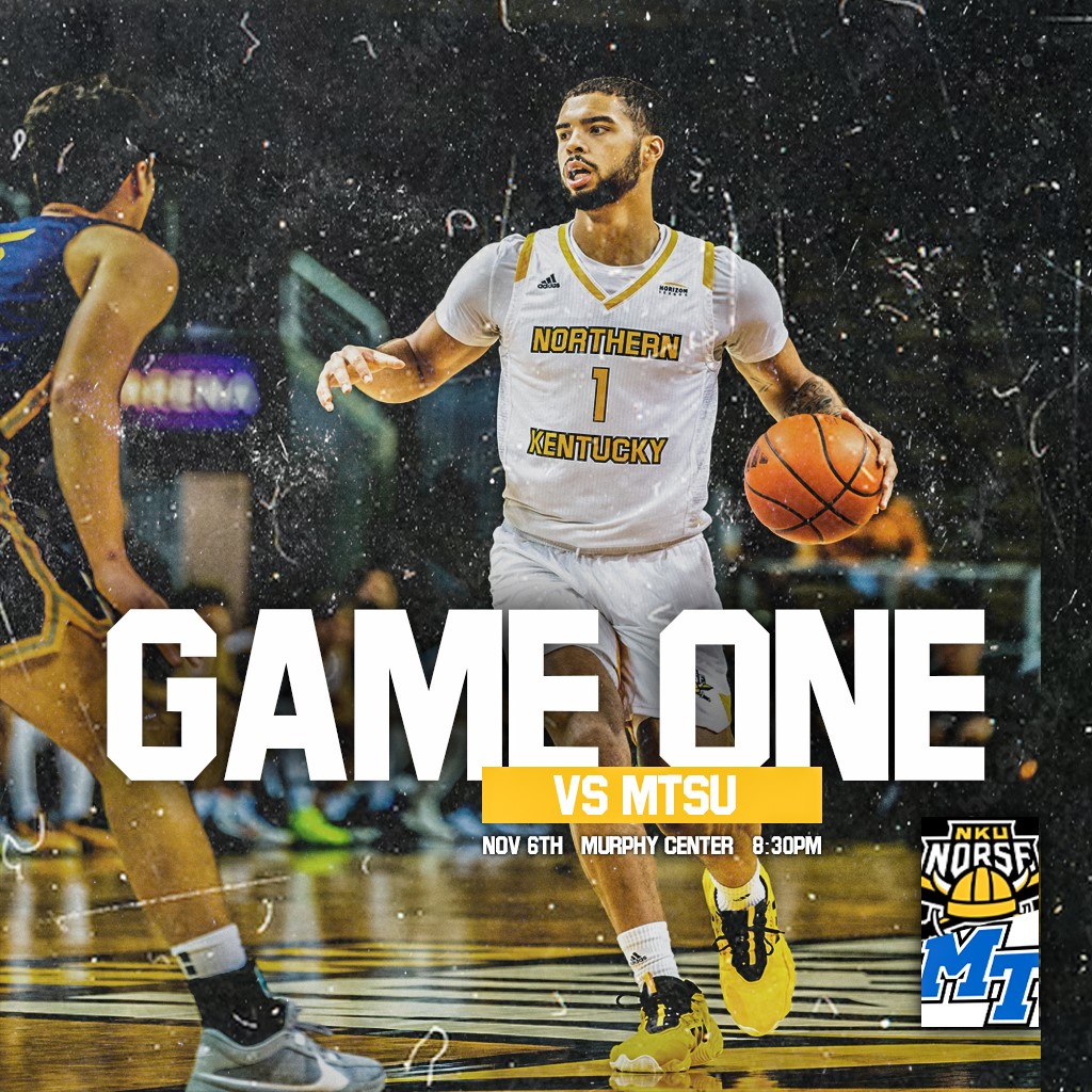 NKUNorseMBB's tweet photo. It's finally 𝗢𝗣𝗘𝗡𝗜𝗡𝗚 𝗡𝗜𝗚𝗛𝗧 🙂

🆚 - Middle Tennessee State
🕖 - 8:30 PM ET
🏟️ - Murphy Center
🖥️ (ESPN+) - https://t.co/PD1UratnY6
📻 - https://t.co/0Mck5V8Klm
📊 - https://t.co/7MVYNBRMbw

@NKUNorse | #NorseUp https://t.co/KoN5jvV2mP